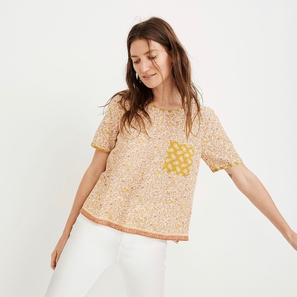 Madewell Button Back Pocket Top in Jaipur Floral - Picture 1 of 9
